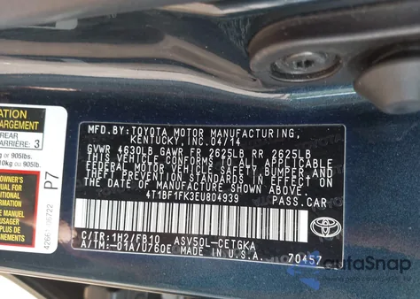 2014 Toyota Camry Xle from USA, damaged, VIN 4T1BF1FK3EU804939